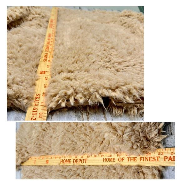 Chelsea & Violet Furry Flowers Camel Fluffy Teddy Bear Cardigan Satin Line Sz XL - Picture 5 of 11